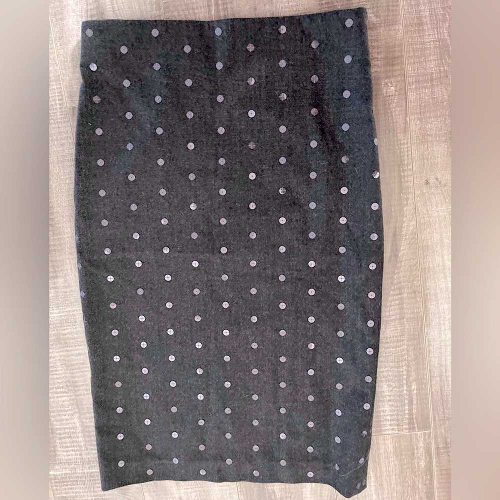 Brunello Cucinelli Charcoal and Light Gray Dot Pencil Skirt